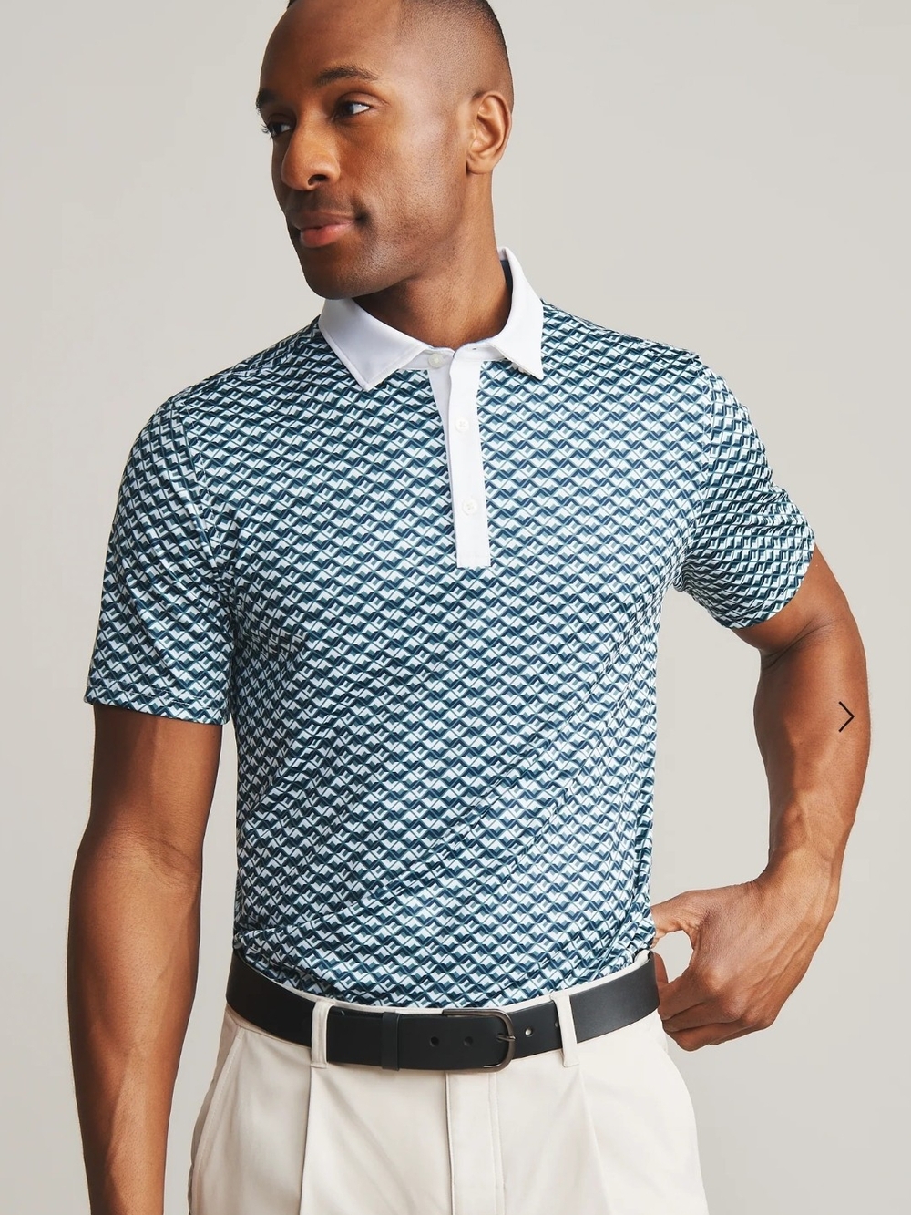 RHONE Men's Golf Sport Polo Shirt In Tidal Green Print Size XL
